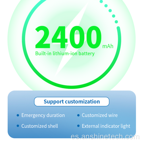 Controlador de emergencia de luz LED con batería de iones de litio 3,7 V 2400 mAh